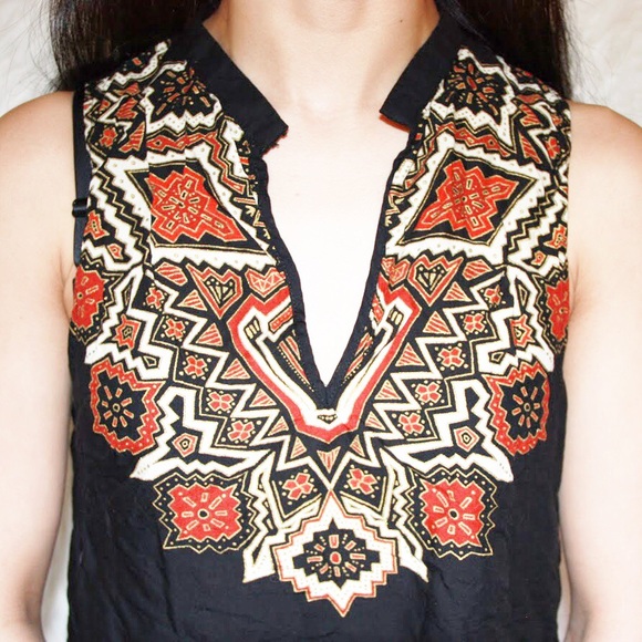 💎 H&M versatile ethnic boho tribal accent blouse - Picture 2 of 8